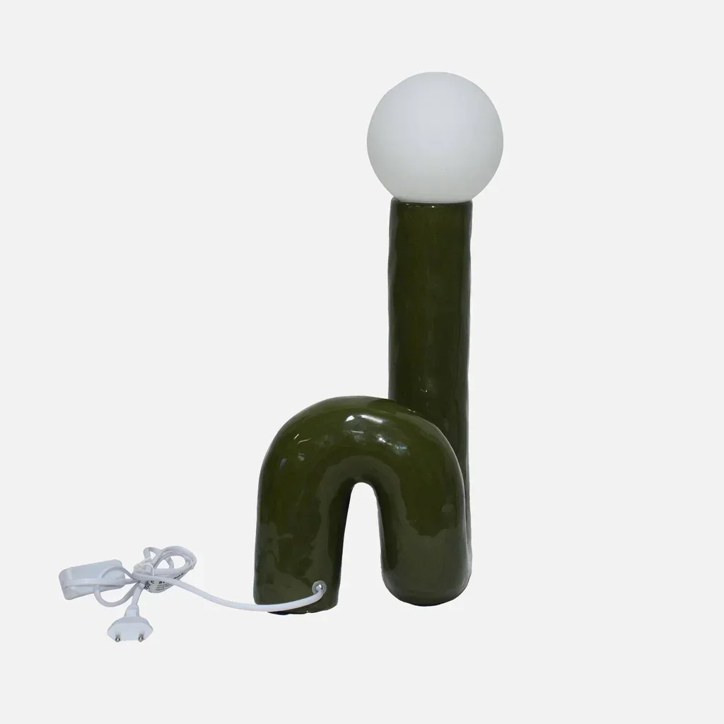 Glazed Ceramic Table Lamp 45 cm Elma Organic Design
