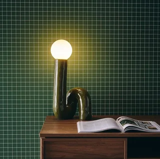 Glazed Ceramic Table Lamp 45 cm Elma Organic Design