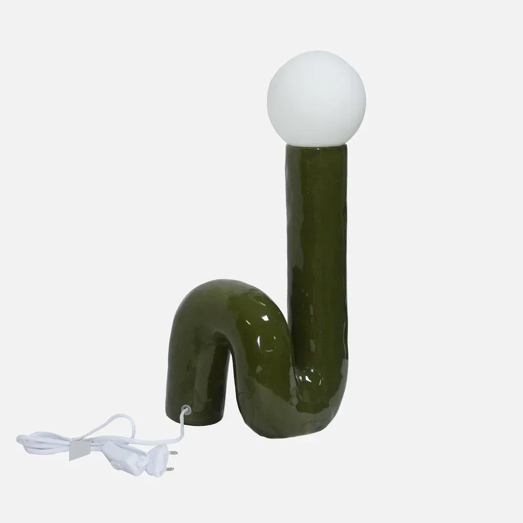 Glazed Ceramic Table Lamp 45 cm Elma Organic Design