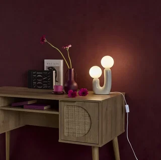 Lámpara de mesa cerámica cristal 31 cm Deva azul beige terracota diseño