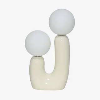 Lámpara de mesa cerámica cristal 31 cm Deva azul beige terracota diseño