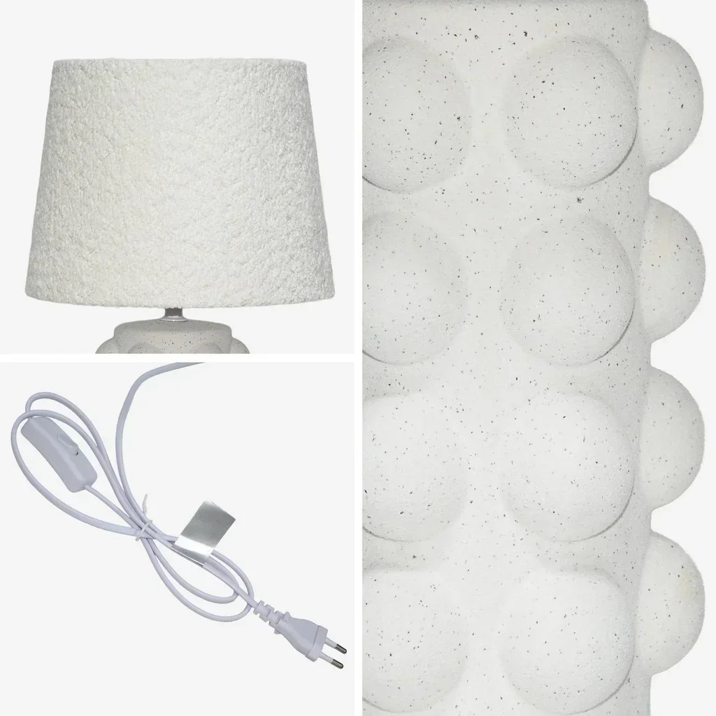 Lampe à poser Mia céramique 45 cm design sculptural abat-jour bouclette