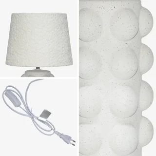 Lampe à poser Mia céramique 45 cm design sculptural abat-jour bouclette