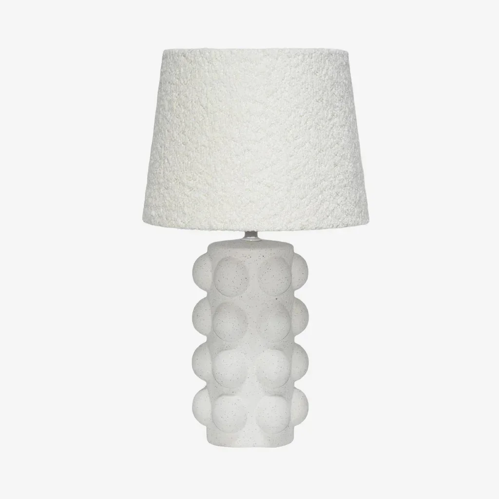 Lampe à poser Mia céramique 45 cm design sculptural abat-jour bouclette