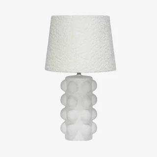 Lampe à poser Mia céramique 45 cm design sculptural abat-jour bouclette
