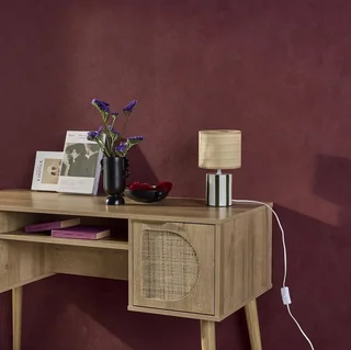 Lampe céramique abat-jour rotin 28cm Aurore