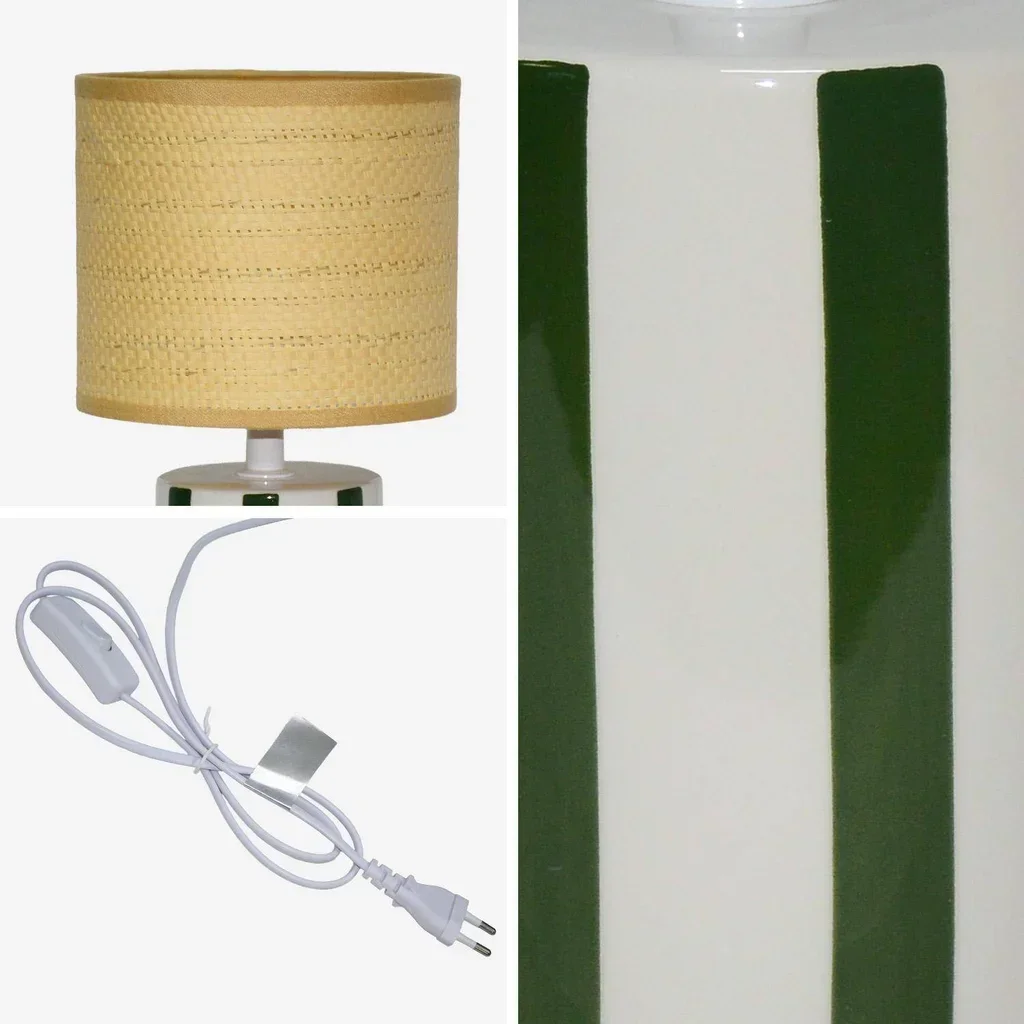 Lampe céramique abat-jour rotin 28cm Aurore