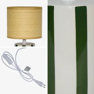 Lampe céramique abat-jour rotin 28cm Aurore