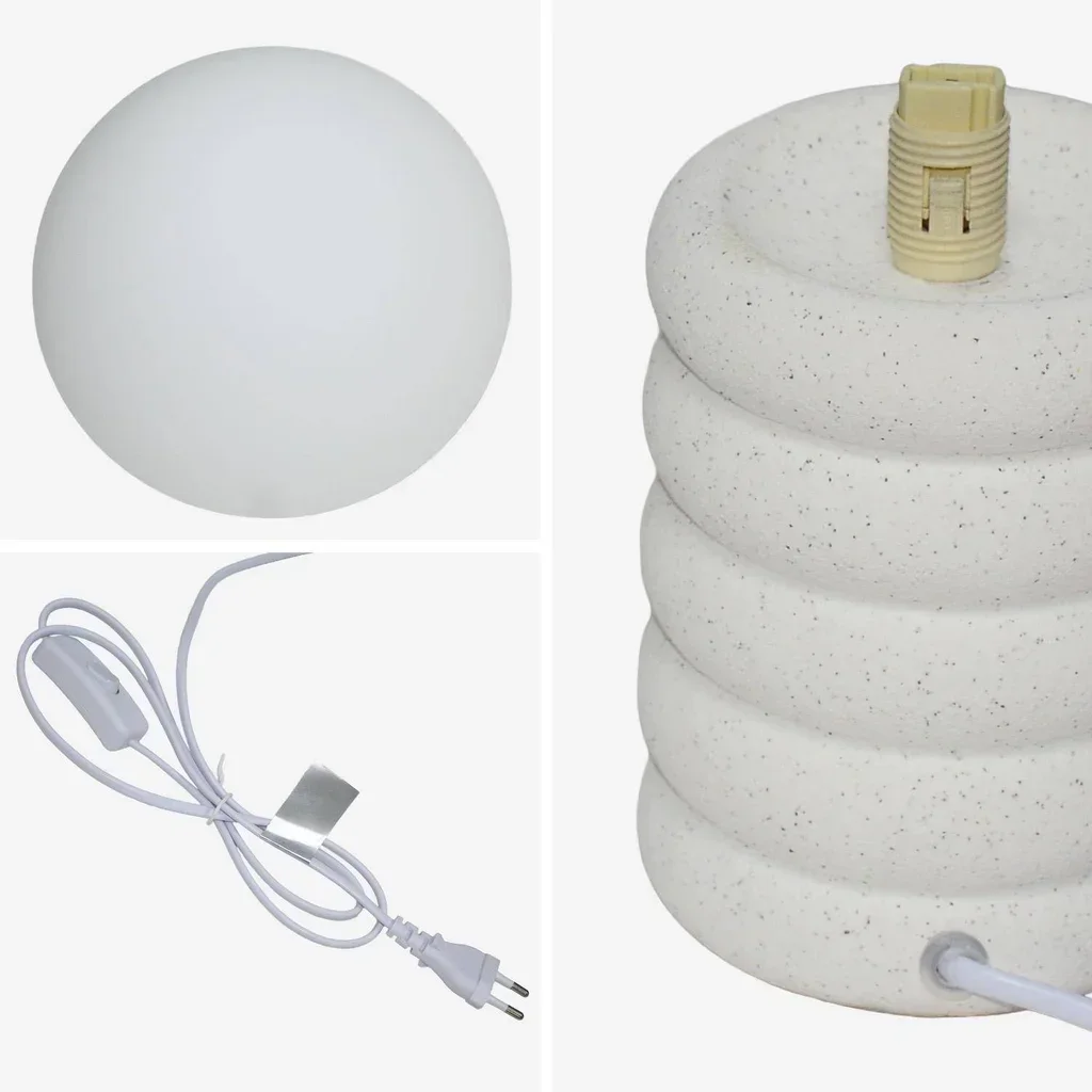 Lampe à poser Zoé céramique mouchetée blanche 28 cm