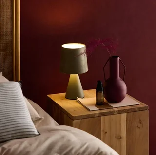 Lampe de table Alban céramique vert olive vintage Ø13 cm intérieur