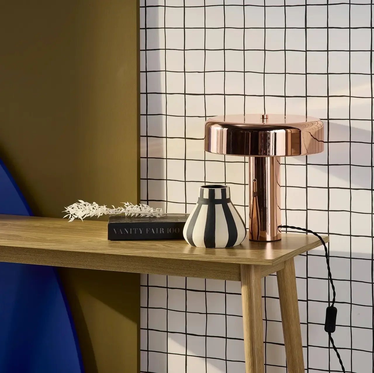 Lampe de table design métal chromé vintage industriel 30 cm