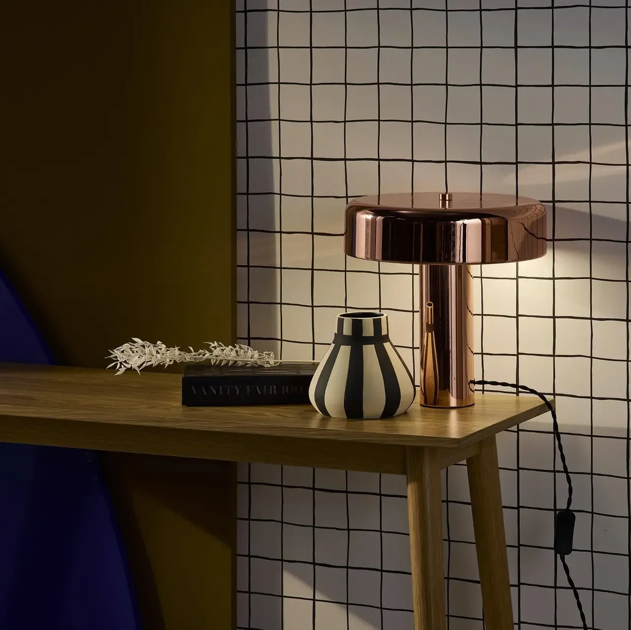 Lampe de table design métal chromé vintage industriel 30 cm