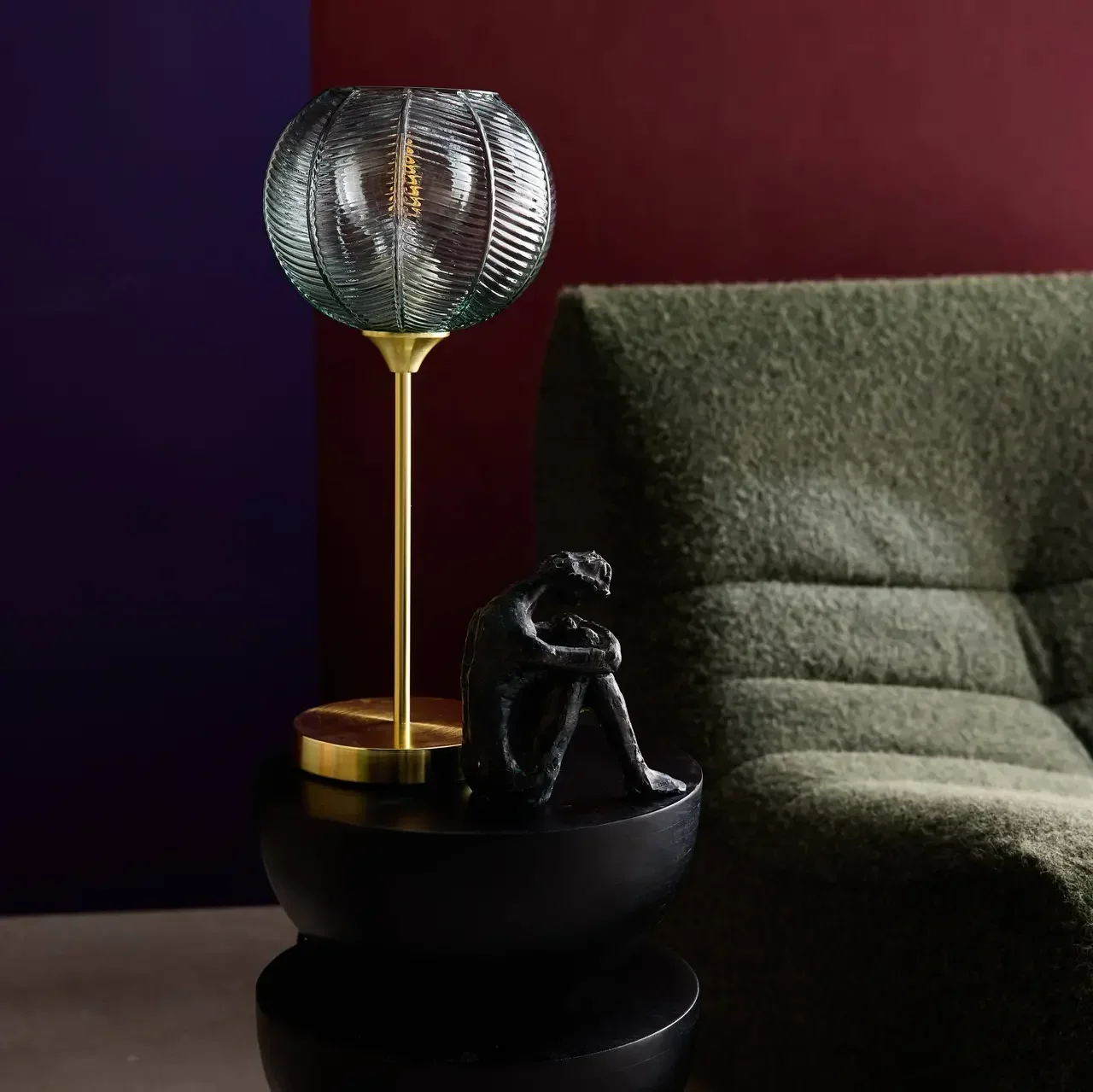 Lampe de table design métal et verre Basile 20 cm