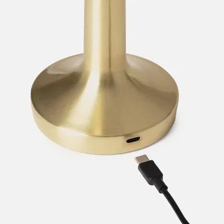 Lampe LED dorée cylindrique Ø9 cm avec port USB pour salon