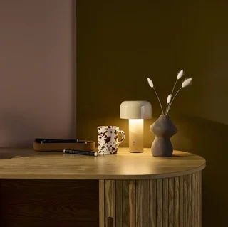 Lampe table LED design champignon métal Ø13cm 3 lumières sans fil salon chambre