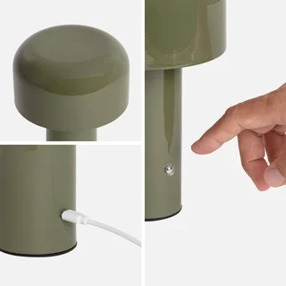 Lampe champignon LED métal Ø13 cm 3 températures lumière rechargeable salon chambre
