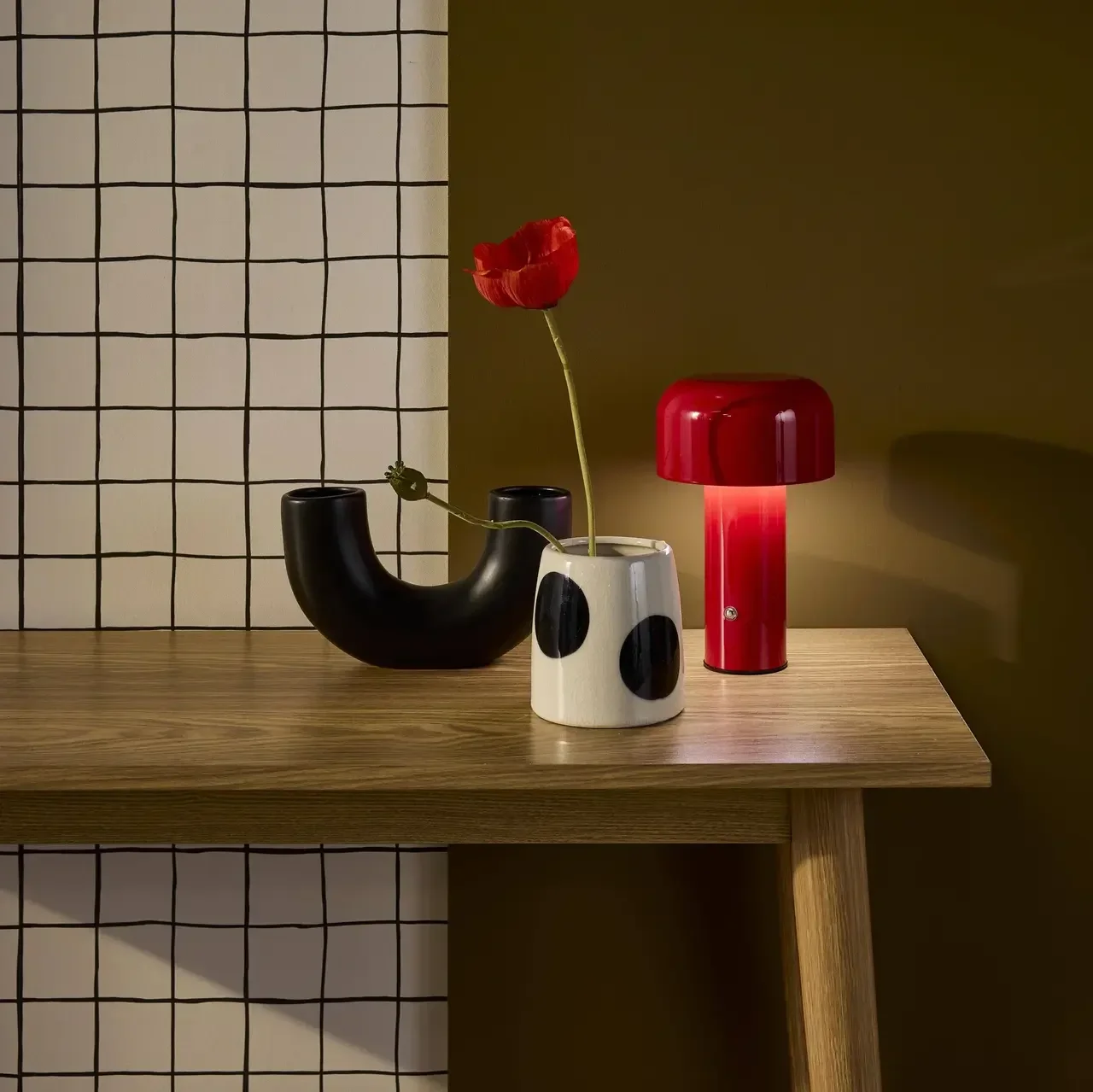 Lampe champignon LED métal design Ø13 cm salon chambre Victor