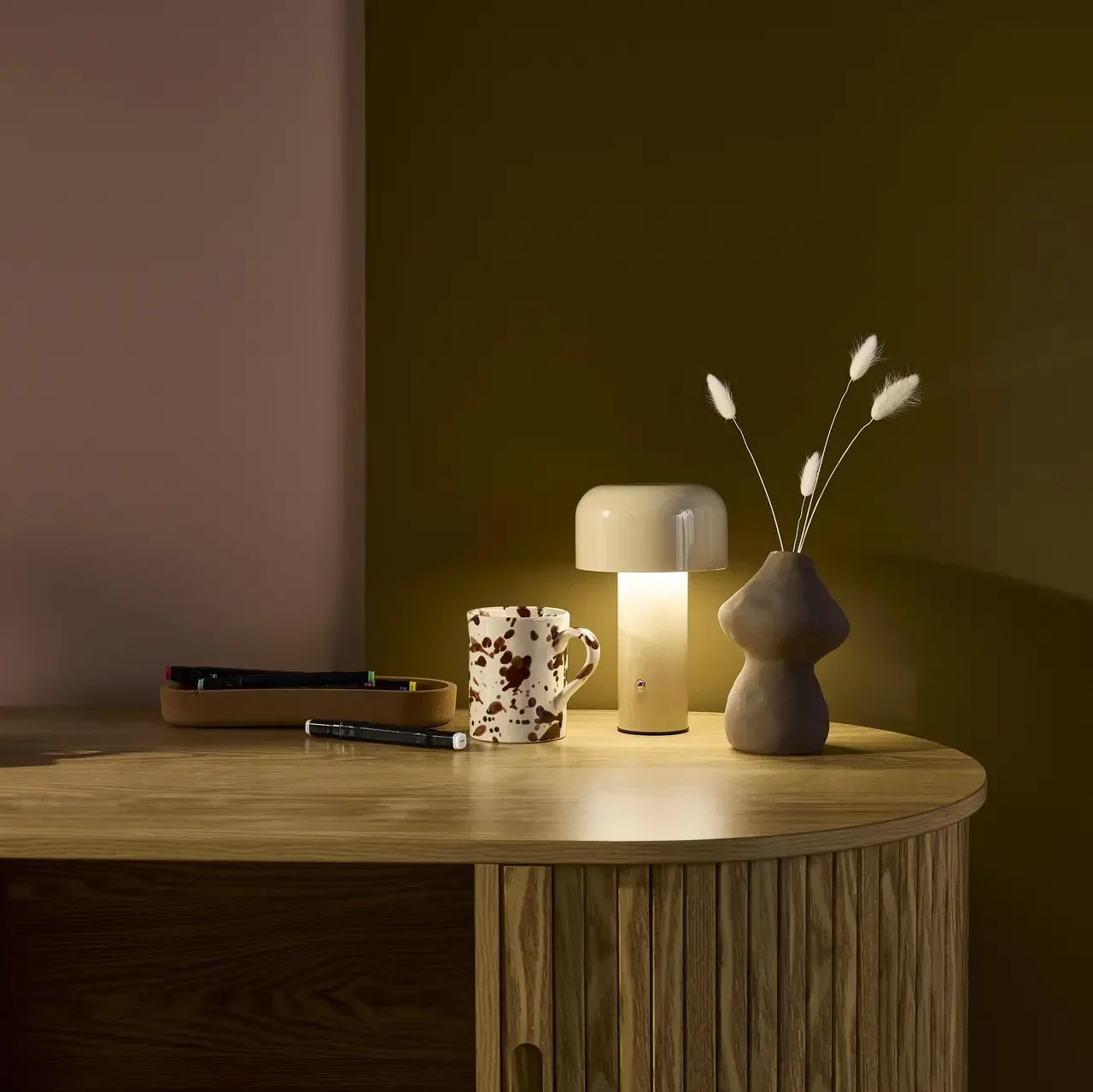 Lampe table LED design champignon métal Ø13cm 3 lumières sans fil salon chambre