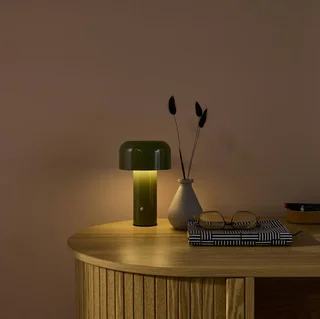 Lampe champignon LED métal Ø13 cm 3 températures lumière rechargeable salon chambre