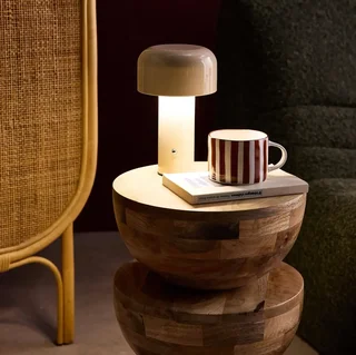 Lampe table LED design champignon métal Ø13cm 3 lumières sans fil salon chambre