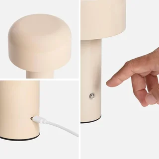Lampe table LED design champignon métal Ø13cm 3 lumières sans fil salon chambre