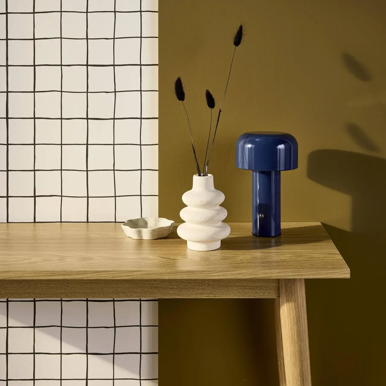 Lampe table LED design champignon métal Ø13cm 3 lumières sans fil Victor