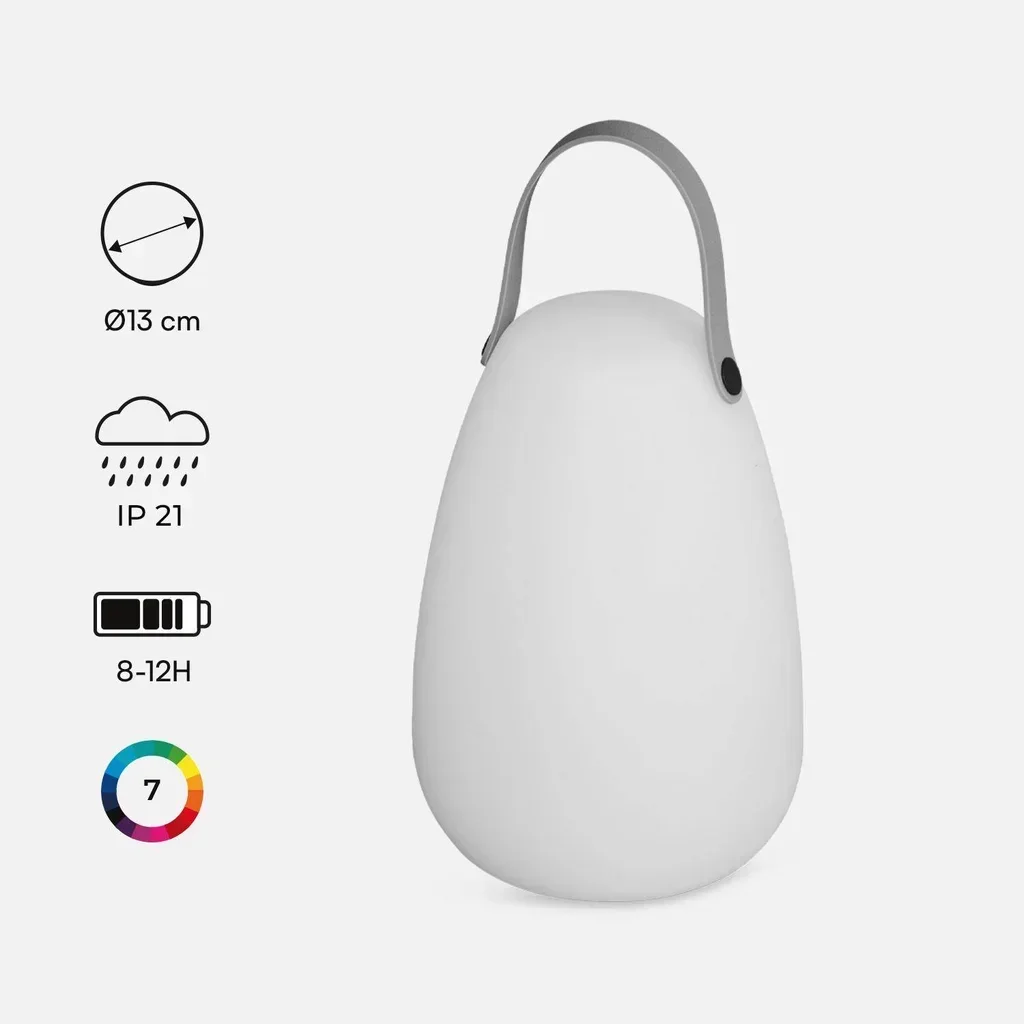 Lampe de table nomade sans fil LED multicolore intérieur extérieur portable