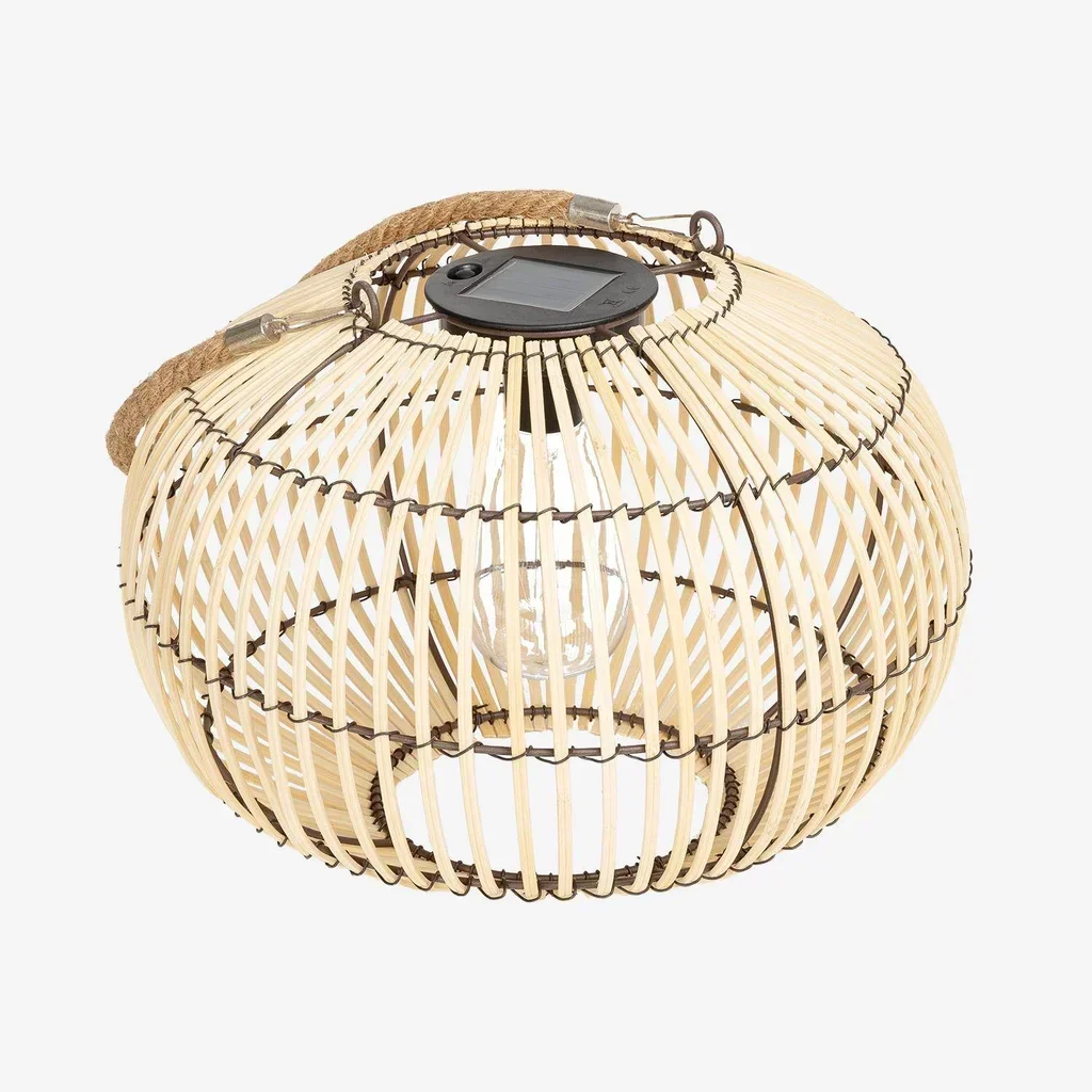 Lampe solaire jardin rotin LED 31 cm ambiance extérieure