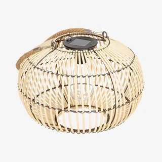Lampe solaire jardin rotin LED 31 cm ambiance extérieure