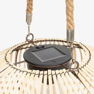 Lampe solaire jardin rotin LED 31 cm ambiance extérieure