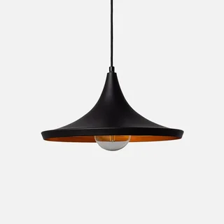 Suspension métal ronde 35 cm noir doré style japonais kasa