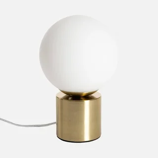 Lampe de table Nino dorée verre blanc 25 cm design contemporain