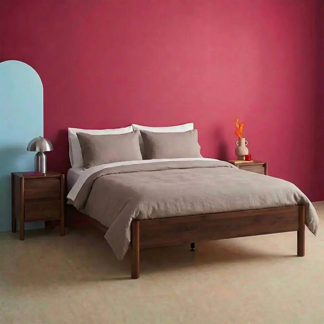 Cama escandinava madera pino 140x190 cm con somier de láminas Harmony