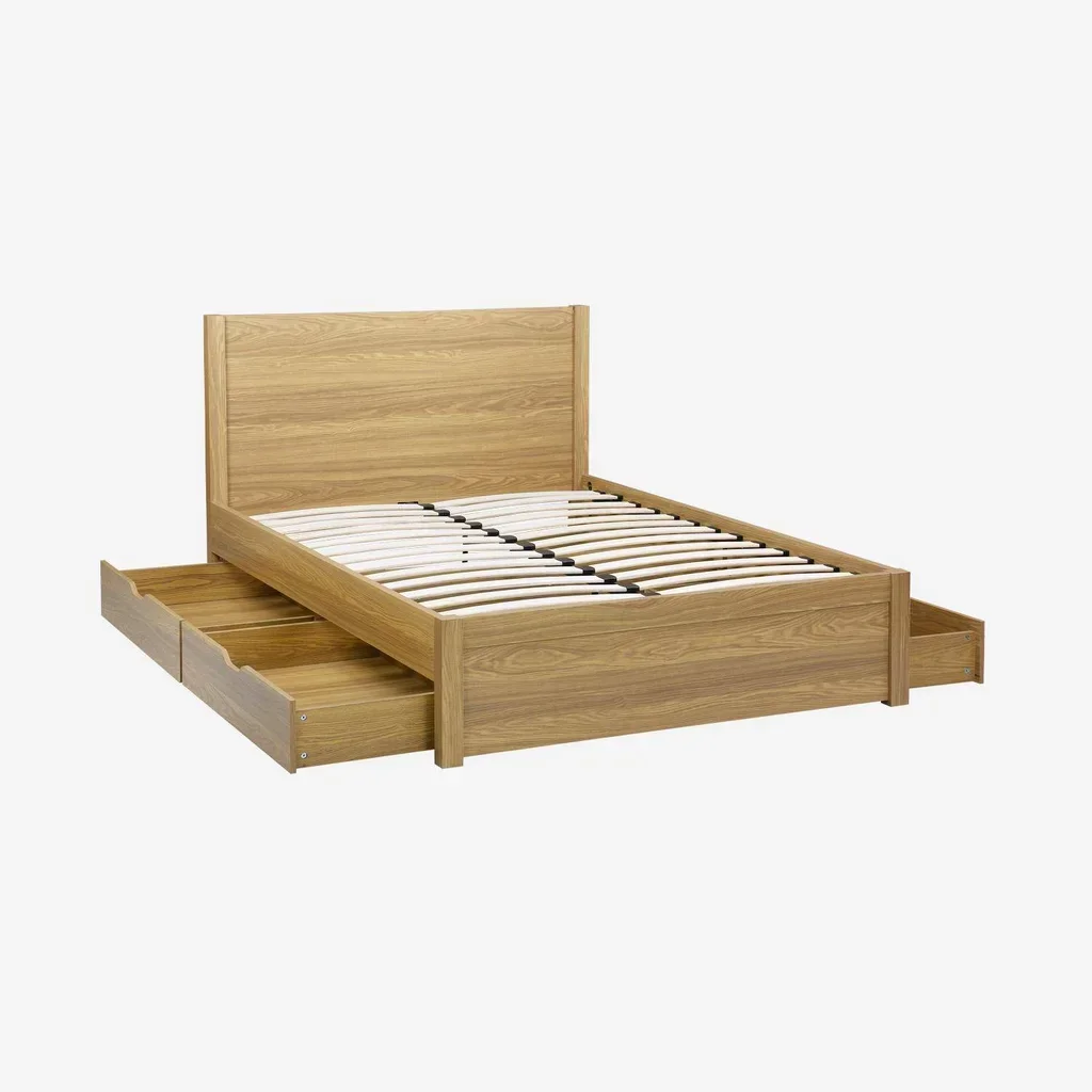 Letto 140x190 Nepal con cassetti e testiera effetto legno vintage