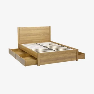 Letto 140x190 Nepal con cassetti e testiera effetto legno vintage