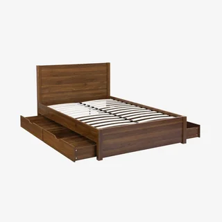 Letto 140x190 Nepal con cassetti e testiera in legno