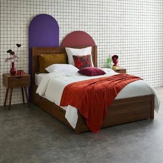 Letto 140x190 Nepal con cassetti e testiera in legno