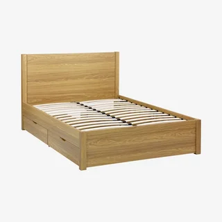 Letto 140x190 Nepal con cassetti e testiera effetto legno vintage