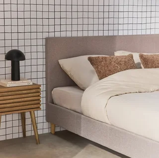 Letto 140x190 cm rete a doghe testiera imbottita tessuto Marlon