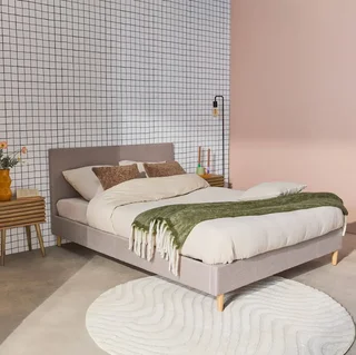 Letto imbottito 140x190 cm con rete a doghe integrata Marlon