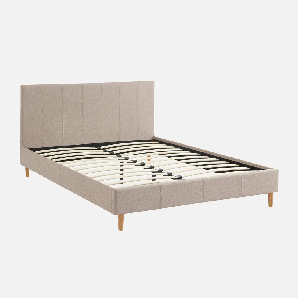 Letto 140x190 cm rete a doghe testiera imbottita tessuto Marlon