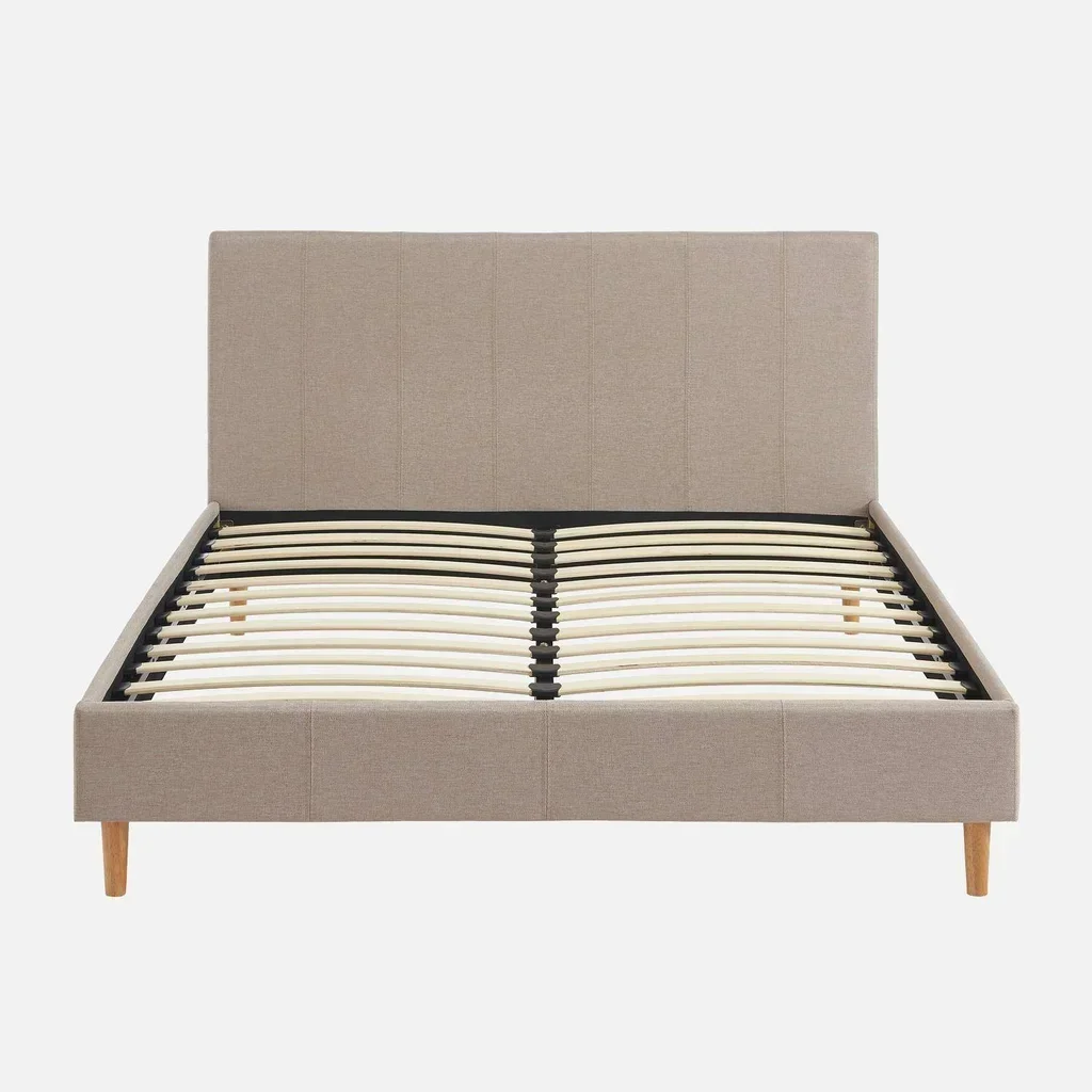 Letto 140x190 cm rete a doghe testiera imbottita tessuto Marlon