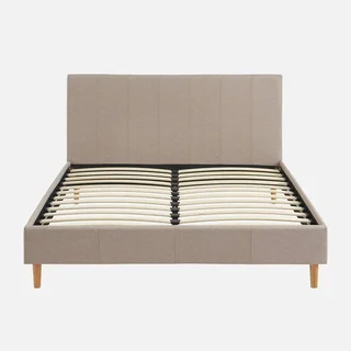 Letto 140x190 cm rete a doghe testiera imbottita tessuto Marlon