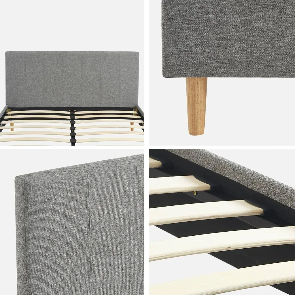 Letto imbottito 140x190 cm con rete a doghe integrata Marlon