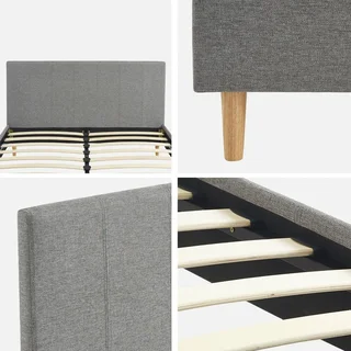Letto imbottito 140x190 cm con rete a doghe integrata Marlon