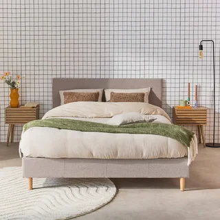 Letto imbottito 140x190 cm con rete a doghe integrata Marlon