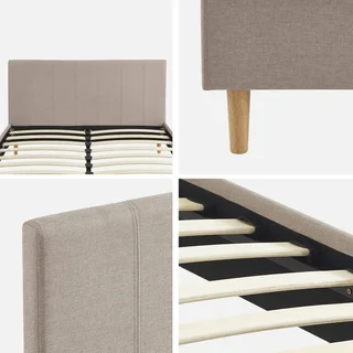 Letto 140x190 cm rete a doghe testiera imbottita tessuto Marlon