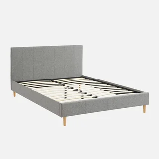 Letto imbottito 140x190 cm con rete a doghe integrata Marlon