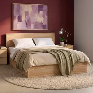 Cama 140x190 con cajones de madera Kuba y cabecero integrado
