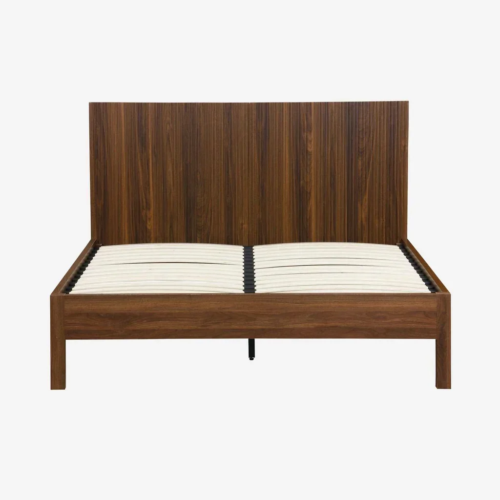 Lit 140x190 cm Linear bois vintage avec tête de lit et sommier
